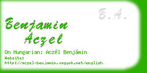 benjamin aczel business card